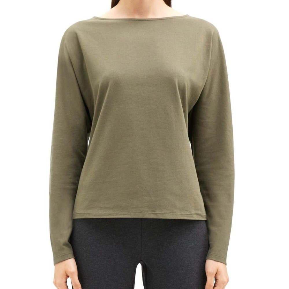 New THEORY Dolman Long Sleeve Tee in Pima Cotton Jersey Women GRAPE LEAF